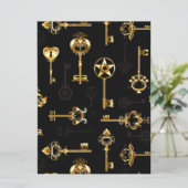 Naadloos patroon met gouden sleutels kaart (Staand voorkant)