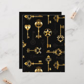 Naadloos patroon met gouden sleutels kaart (Voorkant / Achterkant in situ)