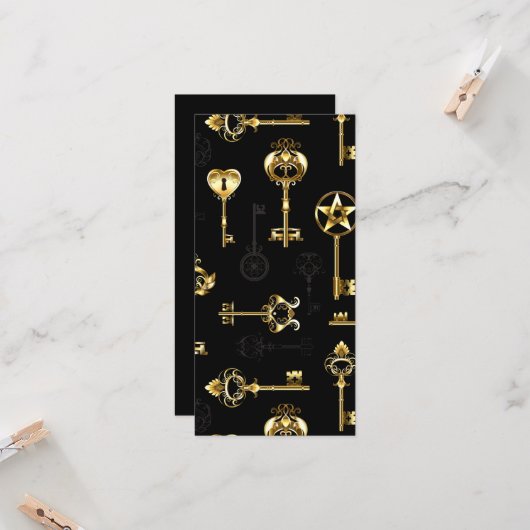 Naadloos patroon met gouden sleutels kaart (Voorkant / Achterkant in situ)