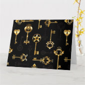 Naadloos patroon met gouden sleutels kaart (Gele Bloem)