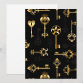 Naadloos patroon met gouden sleutels kaart (Voorkant / Achterkant)