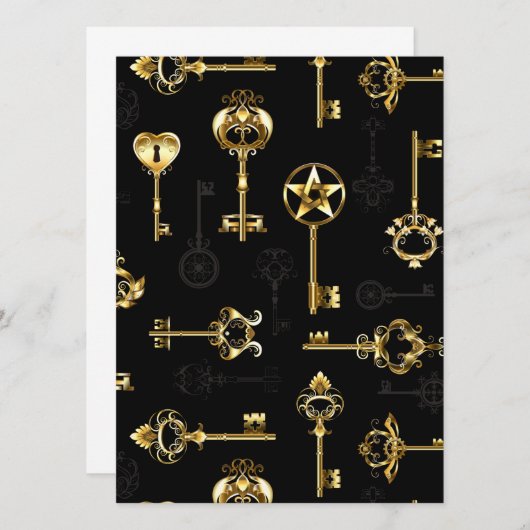 Naadloos patroon met gouden sleutels kaart (Voorkant / Achterkant)