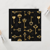Naadloos patroon met gouden sleutels kaart (Voorkant / Achterkant in situ)