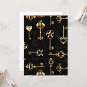Naadloos patroon met gouden sleutels kaart (Voorkant / Achterkant in situ)