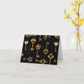 Naadloos patroon met gouden sleutels kaart (Gele Bloem)