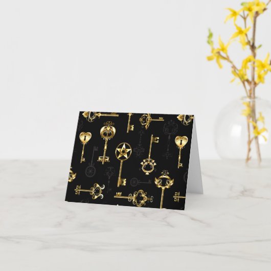 Naadloos patroon met gouden sleutels kaart (Gele Bloem)