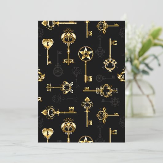 Naadloos patroon met gouden sleutels kaart (Staand voorkant)