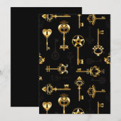 Naadloos patroon met gouden sleutels kaart (Voorkant / Achterkant)