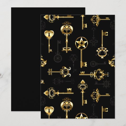 Naadloos patroon met gouden sleutels kaart (Voorkant / Achterkant)