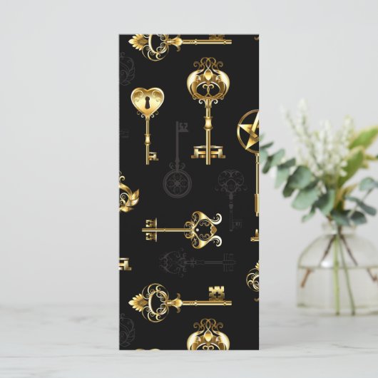 Naadloos patroon met gouden sleutels kaart (Staand voorkant)