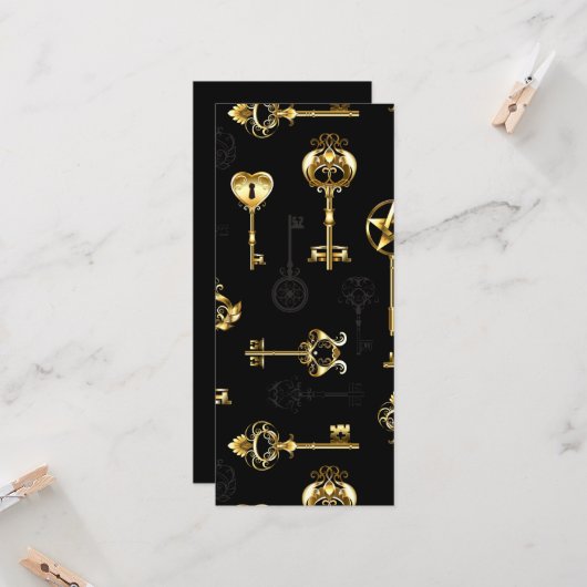 Naadloos patroon met gouden sleutels kaart (Voorkant / Achterkant in situ)