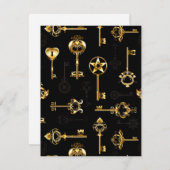 Naadloos patroon met gouden sleutels kaart (Voorkant / Achterkant)