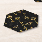 Naadloos patroon met gouden sleutels kartonnen onderzetters (Schuin)