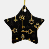 Naadloos patroon met gouden sleutels keramisch ornament (Achterkant)
