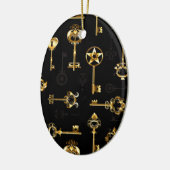 Naadloos patroon met gouden sleutels keramisch ornament (Links)