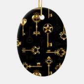 Naadloos patroon met gouden sleutels keramisch ornament (Achterkant)