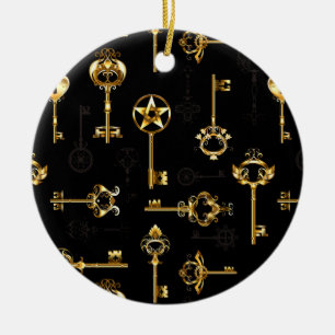 Naadloos patroon met gouden sleutels keramisch ornament