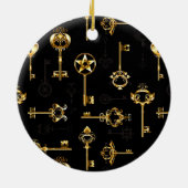 Naadloos patroon met gouden sleutels keramisch ornament (Achterkant)