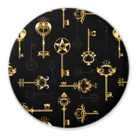 Naadloos patroon met gouden sleutels keramische knop (Voorkant)