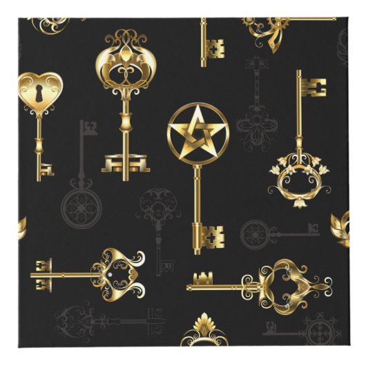 Naadloos patroon met gouden sleutels kubus (Voorkant)