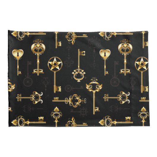 Naadloos patroon met gouden sleutels kussensloop (Achterkant-Rechts)