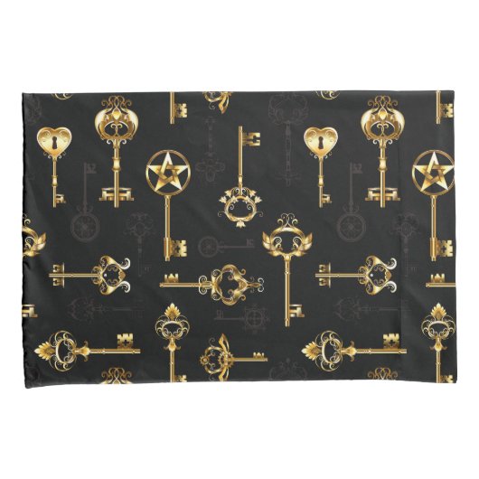 Naadloos patroon met gouden sleutels kussensloop (Voorkant-Rechts)