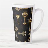 Naadloos patroon met gouden sleutels latte mok (Rechts)