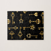 Naadloos patroon met gouden sleutels legpuzzel (Horizontaal)