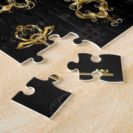 Naadloos patroon met gouden sleutels legpuzzel (Zijkant)
