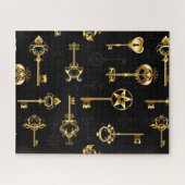 Naadloos patroon met gouden sleutels legpuzzel (Horizontaal)