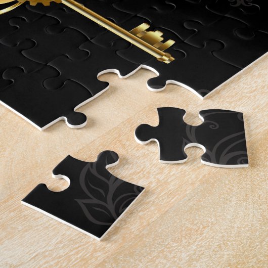 Naadloos patroon met gouden sleutels legpuzzel (Zijkant)