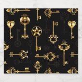 Naadloos patroon met gouden sleutels likeurfles etiket (Enkel label)