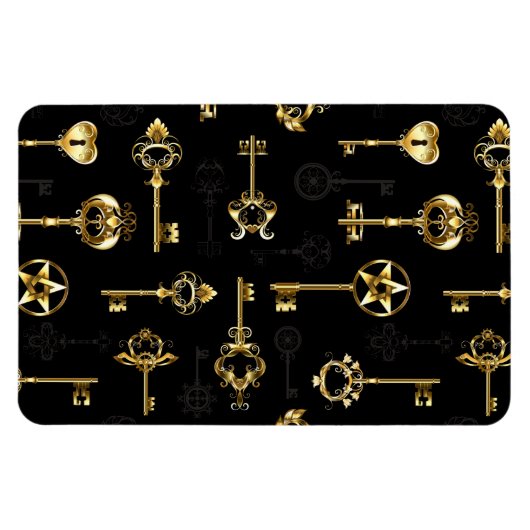 Naadloos patroon met gouden sleutels magneet (Horizontaal)