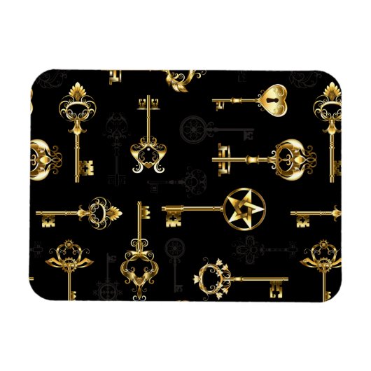 Naadloos patroon met gouden sleutels magneet (Horizontaal)