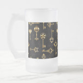 Naadloos patroon met gouden sleutels matglas bierpul (Links)