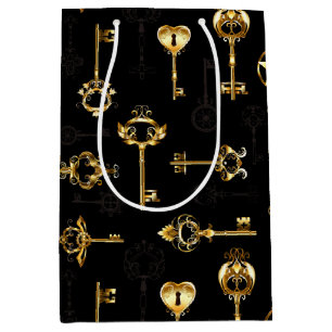 Naadloos patroon met gouden sleutels medium cadeauzakje