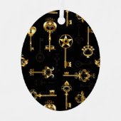 Naadloos patroon met gouden sleutels metalen ornament (Voorkant)