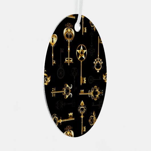 Naadloos patroon met gouden sleutels metalen ornament (Voorkant Rechts)