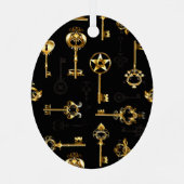 Naadloos patroon met gouden sleutels metalen ornament (Achterkant)