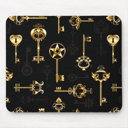 Naadloos patroon met gouden sleutels muismat (Voorkant)