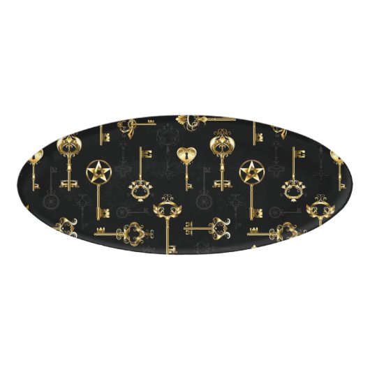 Naadloos patroon met gouden sleutels naambadge (Voorkant)