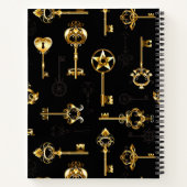 Naadloos patroon met gouden sleutels notitieboek (Achterkant)