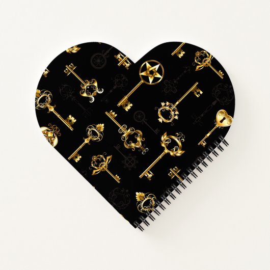 Naadloos patroon met gouden sleutels notitieboek (Achterkant)