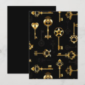 Naadloos patroon met gouden sleutels notitiekaartje (Voorkant / Achterkant)