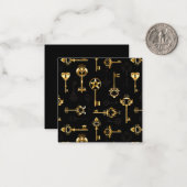 Naadloos patroon met gouden sleutels notitiekaartje (Voorkant / Achterkant in situ)