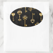 Naadloos patroon met gouden sleutels ovale sticker (Tas)