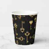 Naadloos patroon met gouden sleutels papieren bekers (Achterkant)