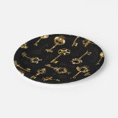 Naadloos patroon met gouden sleutels papieren bordje (Gekanteld)