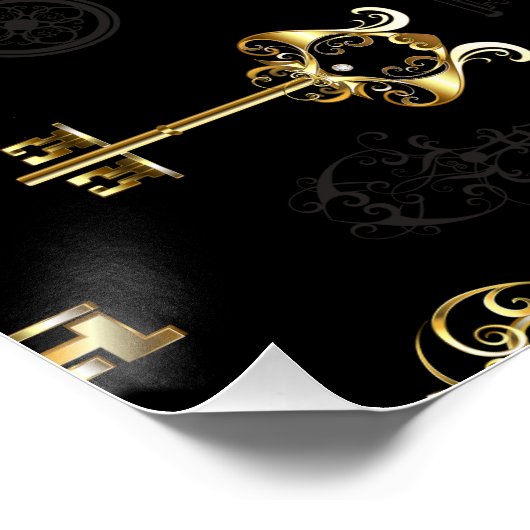 Naadloos patroon met gouden sleutels perfect poster (Hoek)