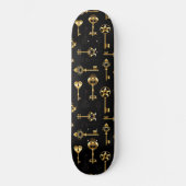 Naadloos patroon met gouden sleutels persoonlijk skateboard (Voorkant)